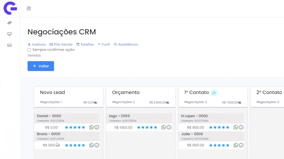 Sistema CRM Completo e Integrado